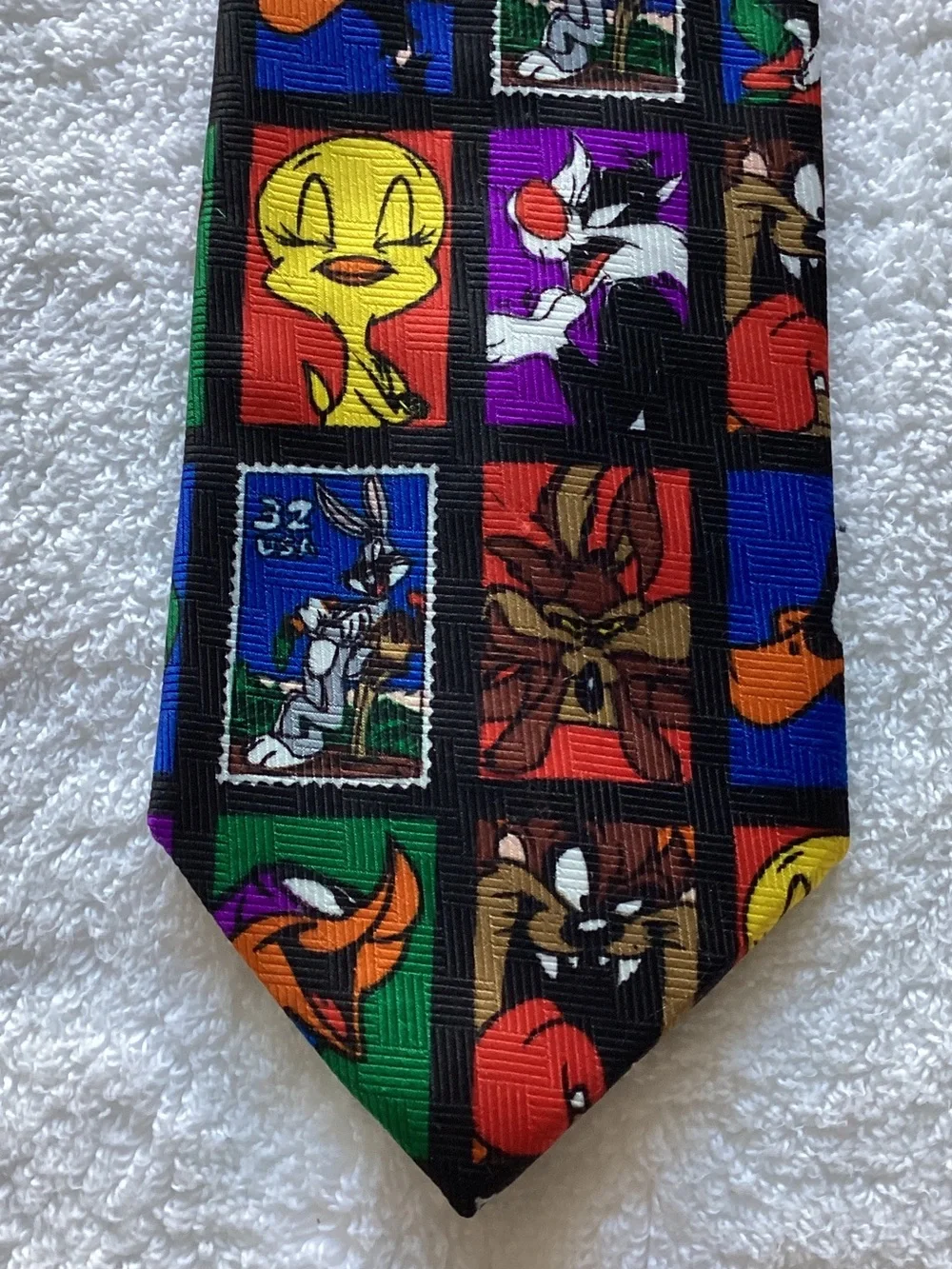 Warner Bros. Looney Tunes Character Panel Tie in Black Multi-Color